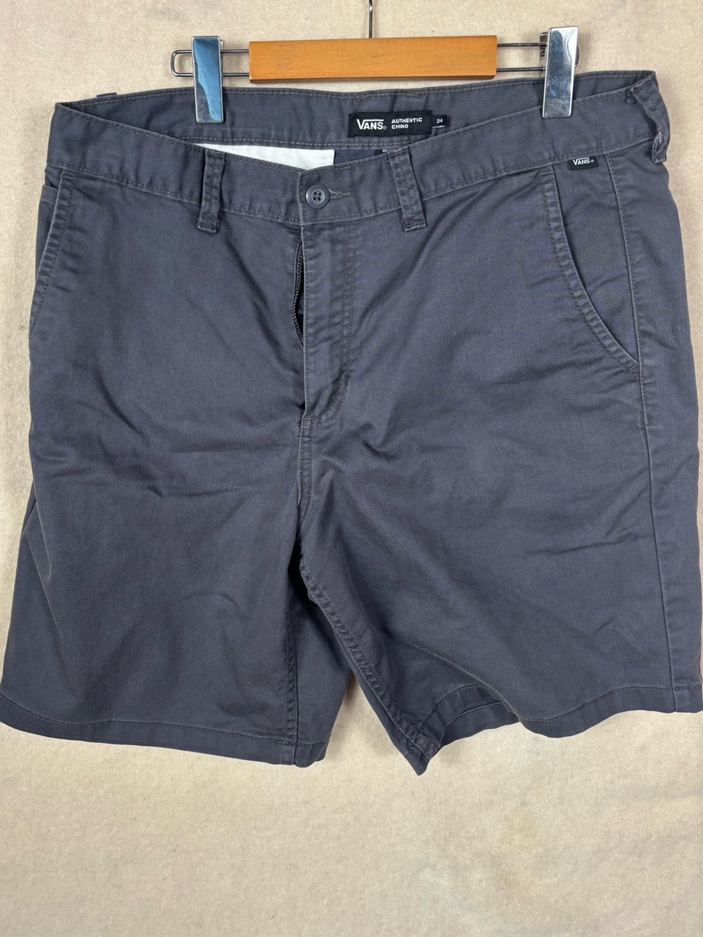 Vans Authentic Chino Shorts Men’s Size 34 Gray Relaxed Fit Stretch Casual Skate - Picture 2 of 11